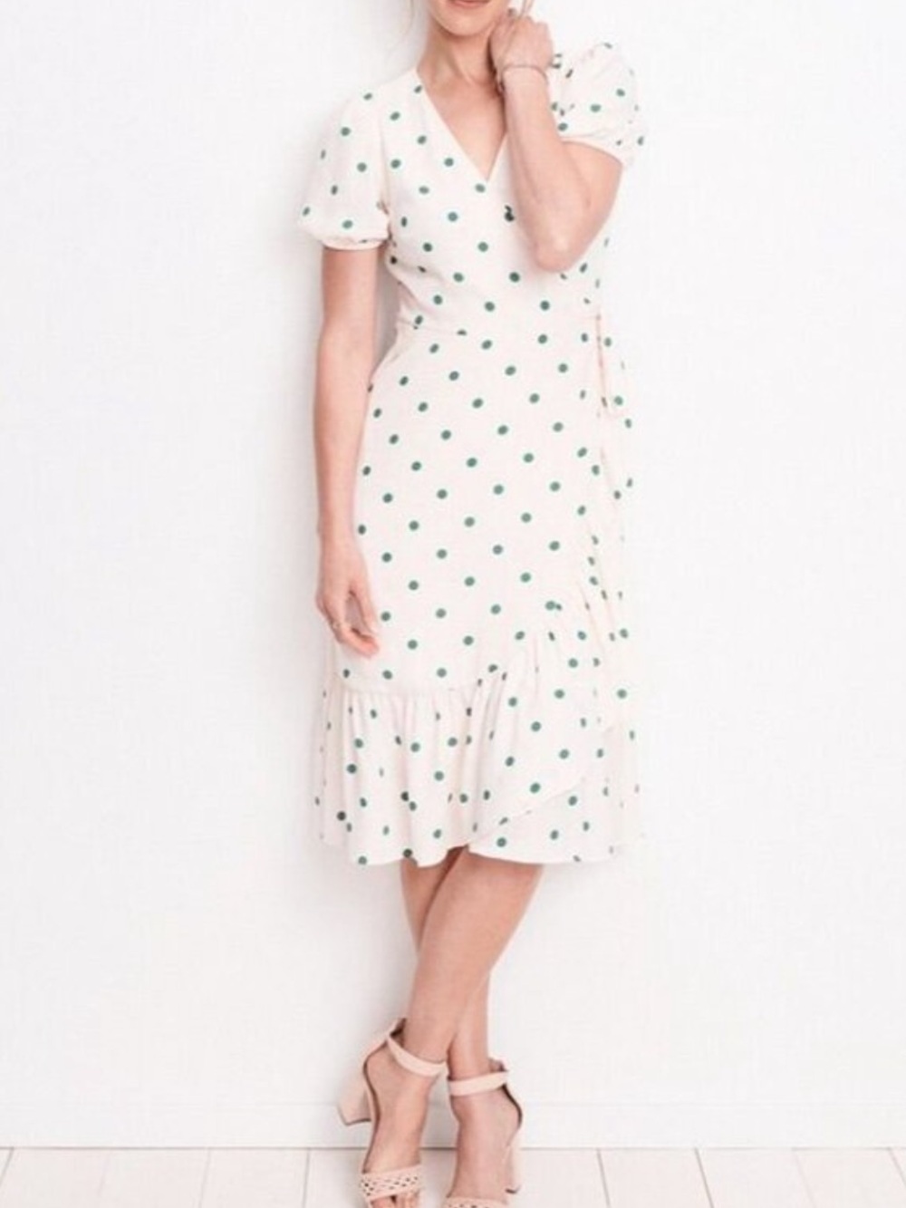 Lauren Conrad polka dot wrap midi dress